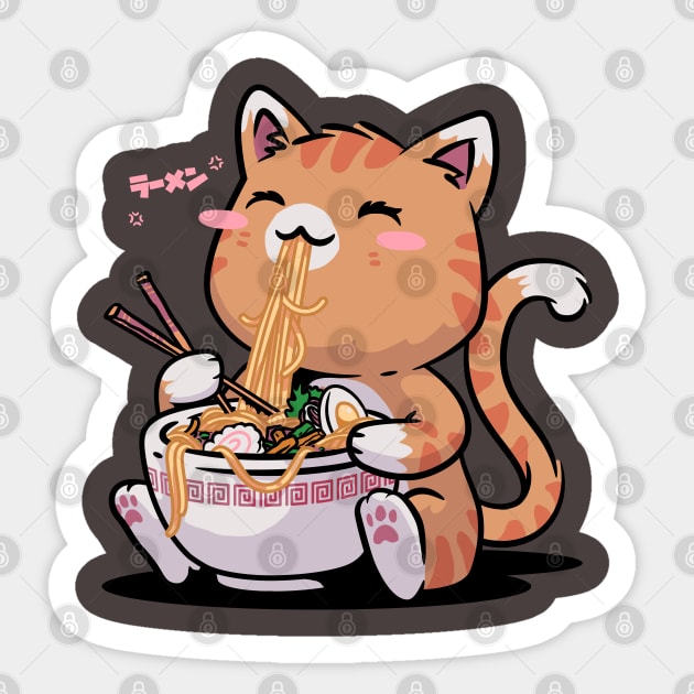 Cat Ramen Kawaii Neko Bowl Anime Otaku Caramel Cat Sticker by vo_maria